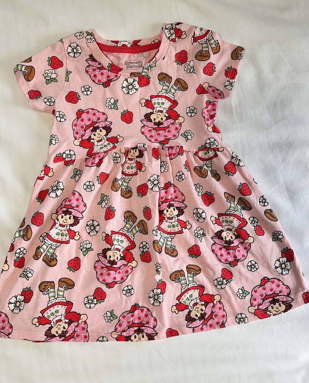 Strawberry Shortcake Toddler Girl Allover Print Short Sleeve Dress